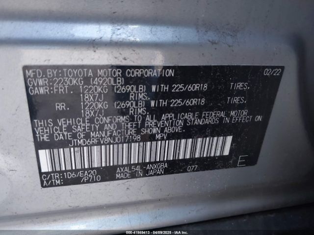 2022 TOYOTA RAV4 HYBRID JTMD6RFV8NJ017198 Photo 8