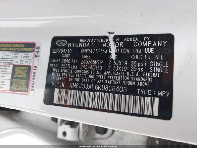 KM8J33AL6KU838403 Hyundai Tucson Sport