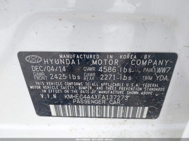 KMHEC4A4XFA137273 Hyundai SONATA HYBRID