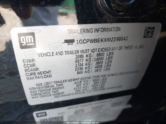 1GCPWBEKXMZ298643 Chevrolet Silverado 1500 2wd  Short Bed Custom
