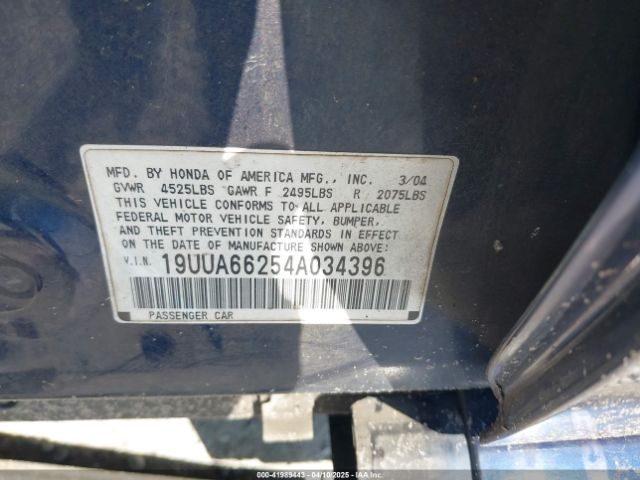 2004 ACURA TL 19UUA66254A034396 Photo 8