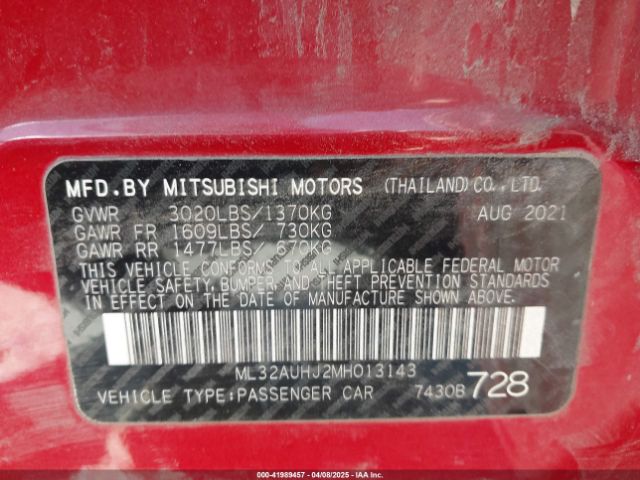 2021 MITSUBISHI MIRAGE ML32AUHJ2MH013143 Photo 8