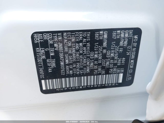JN8BT3BA7SW007622 Nissan Rogue Sv Fwd
