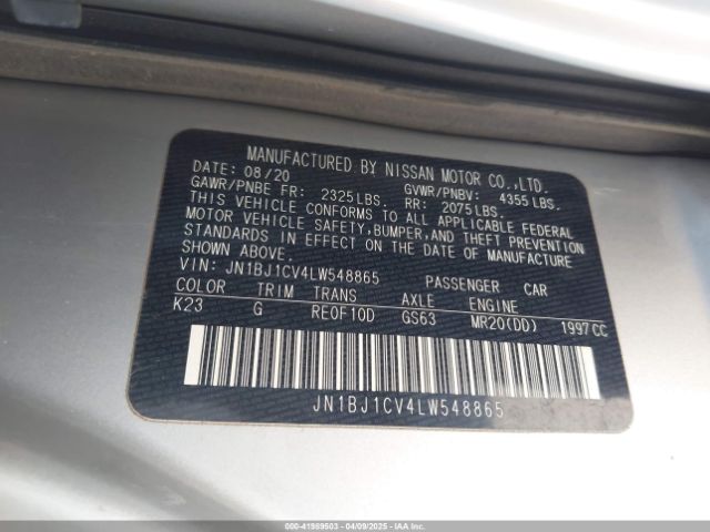 JN1BJ1CV4LW548865 Nissan Rogue Sport S Fwd Xtronic Cvt