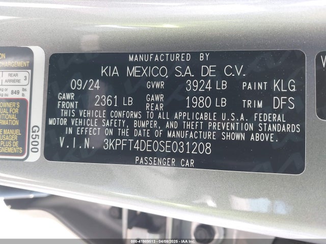 KIA K4 Lxs 2025 3KPFT4DE0SE031208 Image 9
