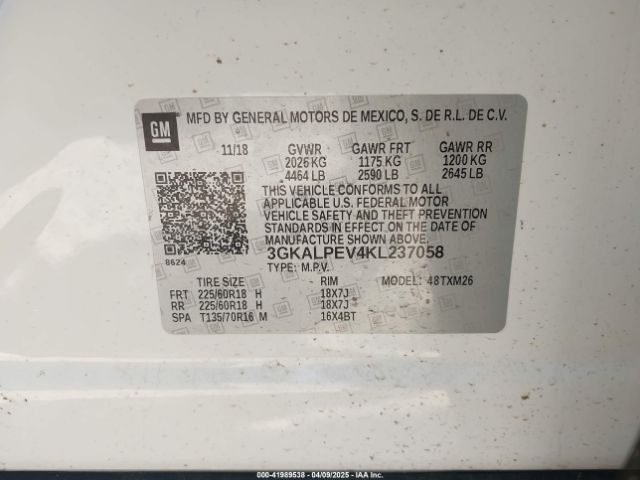 3GKALPEV4KL237058 GMC Terrain Slt