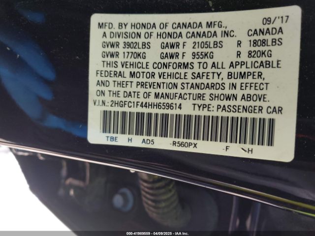 2HGFC1F44HH659614 Honda Civic Ex-t