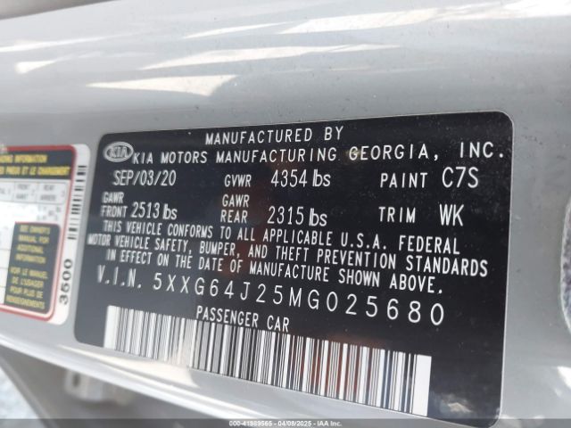 5XXG64J25MG025680 KIA K5 Gt-line