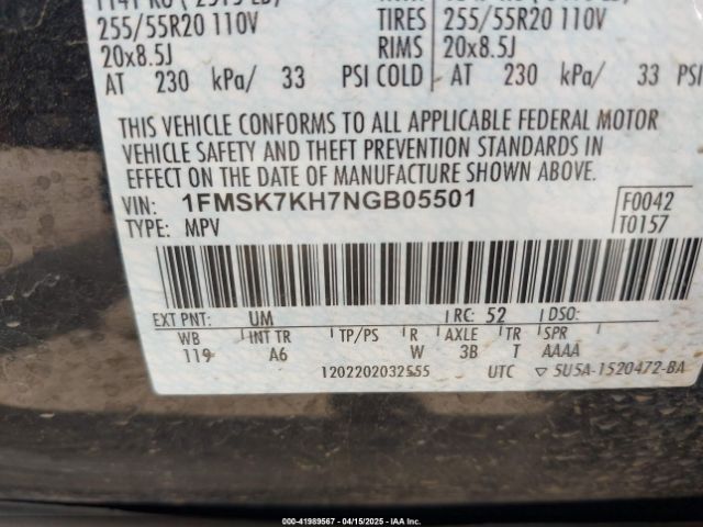 2022 FORD EXPLORER 1FMSK7KH7NGB05501 Photo 8