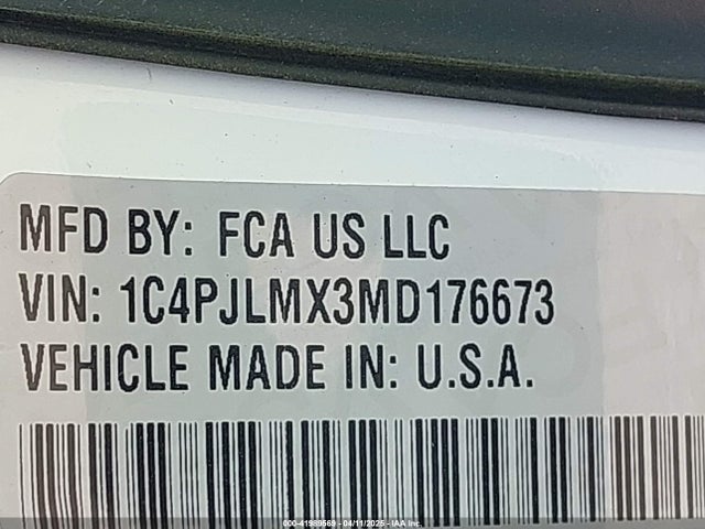 1C4PJLMX3MD176673 Jeep Cherokee Latitude Lux Fwd