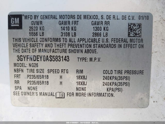 2010 CADILLAC SRX 3GYFNDEY0AS583143 Photo 8