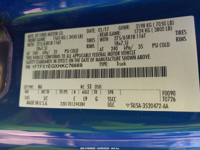 1FTFX1EGXHKC76669 Ford gtdi