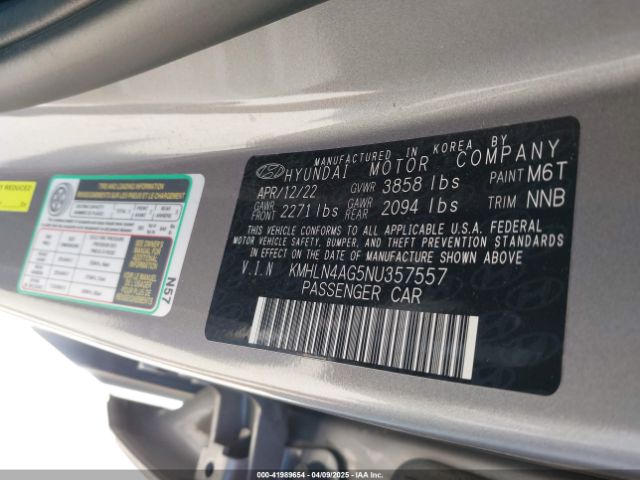KMHLN4AG5NU357557 Hyundai ELANTRA SEL