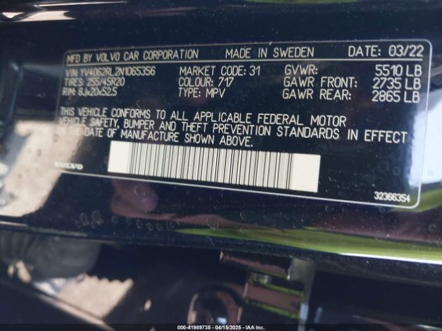 YV4062RL2N1065356 Volvo Xc60 B6 Inscription