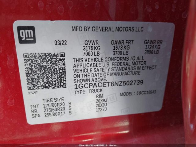 1GCPACET6NZ502739 Chevrolet Silverado 1500 2wd  Short Bed Lt