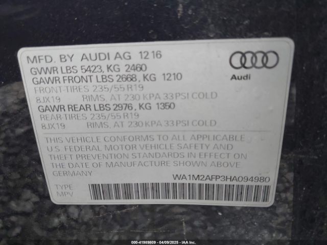 WA1M2AFP3HA094980 Audi 2017