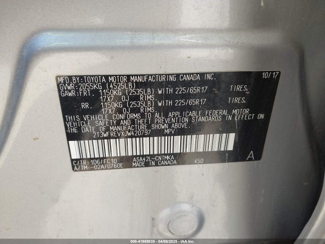 2T3WFREVXJW420797 Toyota Rav4 Xle