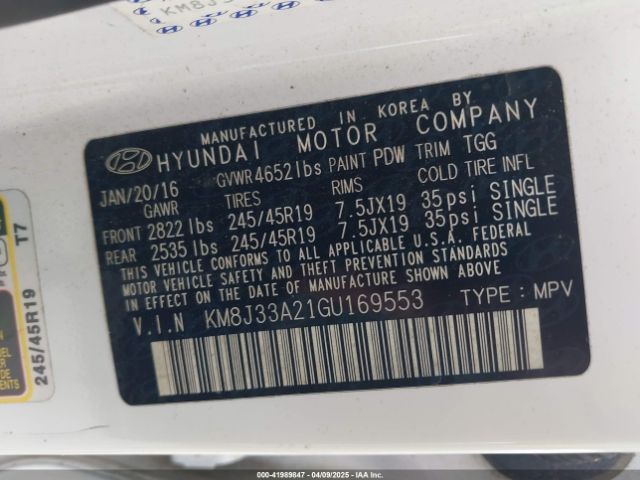 KM8J33A21GU169553 Hyundai Tucson Sport