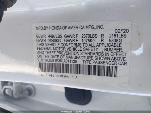 19UUB1F35LA011126 Acura Tlx Standard