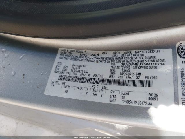 3FADP4BJ7GM110714 Ford FIESTA SE