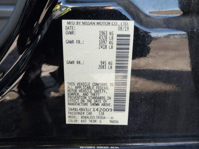 1N4BL4BV1LC142009 Nissan Altima S Fwd