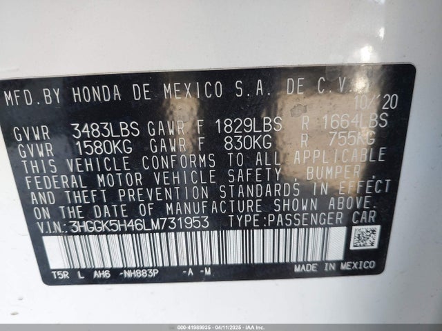 3HGGK5H46LM731953 Honda FIT LX