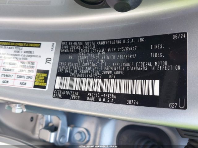 7MUFBABG5RV042572 Toyota Corolla Cross Hybrid Se