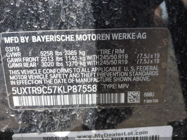5UXTR9C57KLP87558 BMW X3 Xdrive30i