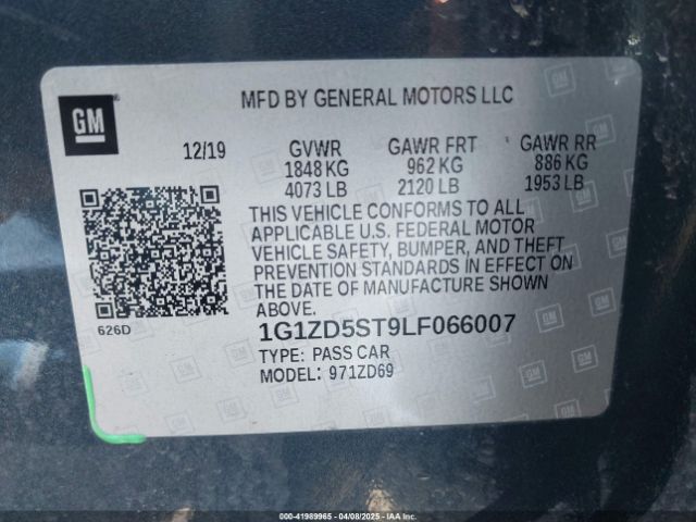 1G1ZD5ST9LF066007 Chevrolet Malibu Fwd Lt