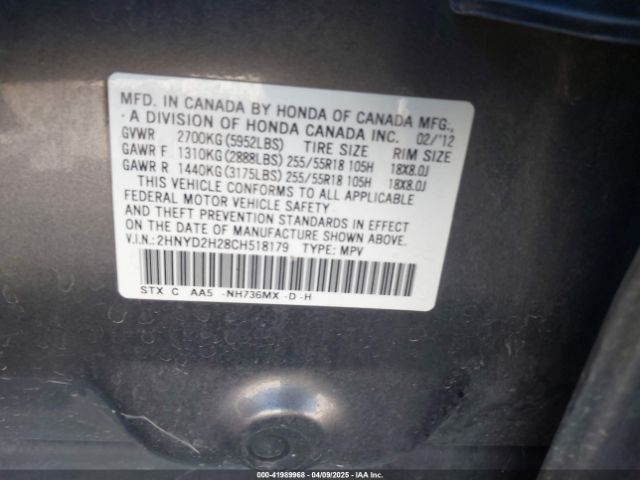 2012 ACURA MDX 2HNYD2H28CH518179 Photo 8