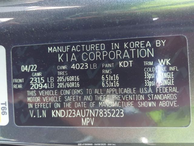 KNDJ23AU7N7835223 KIA SOUL LX