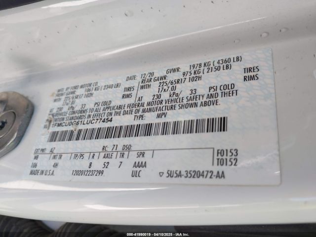 2020 FORD ESCAPE 1FMCU0G61LUC77454 Photo 8