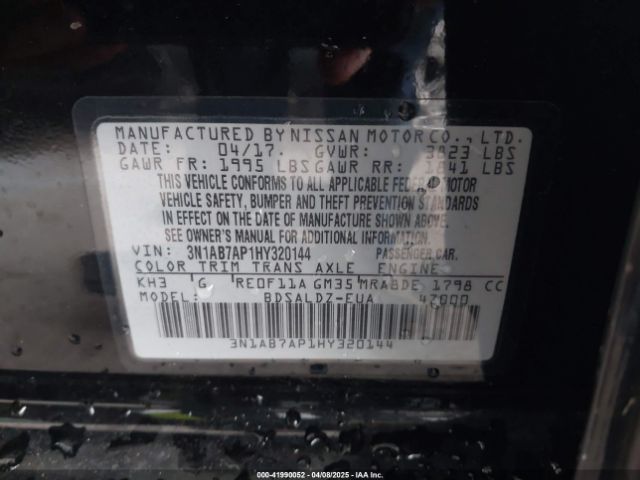 3N1AB7AP1HY320144 Nissan SENTRA SV