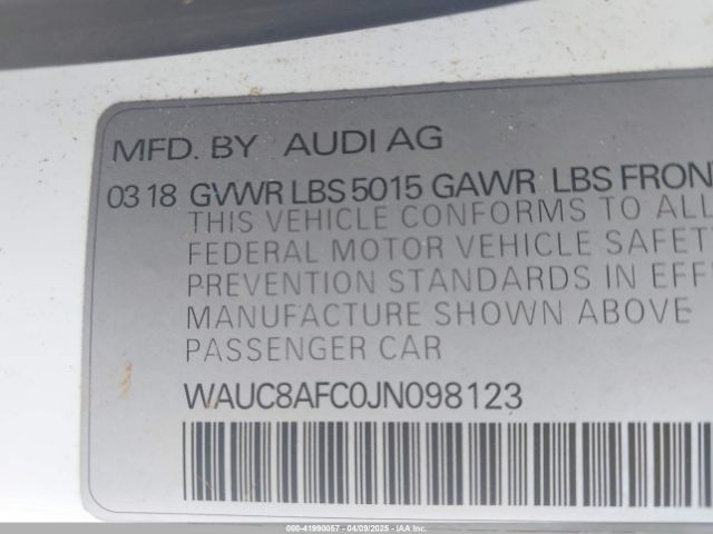 WAUC8AFC0JN098123 Audi A6 2.0t Premium/2.0t Sport