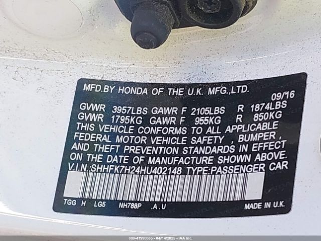 SHHFK7H24HU402148 Honda Civic Lx