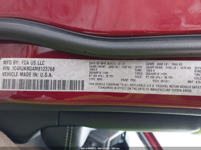 1C4RJKBG4M8123768 Jeep Grand Cherokee L Limited 4x4