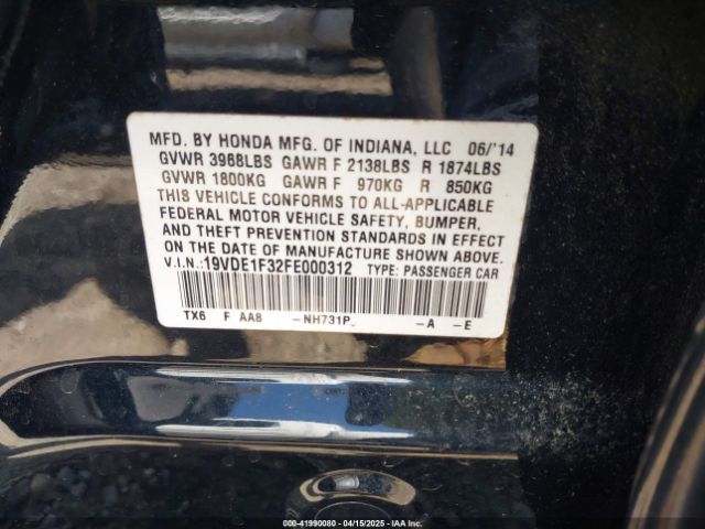 19VDE1F32FE000312 Acura Ilx 2.0l