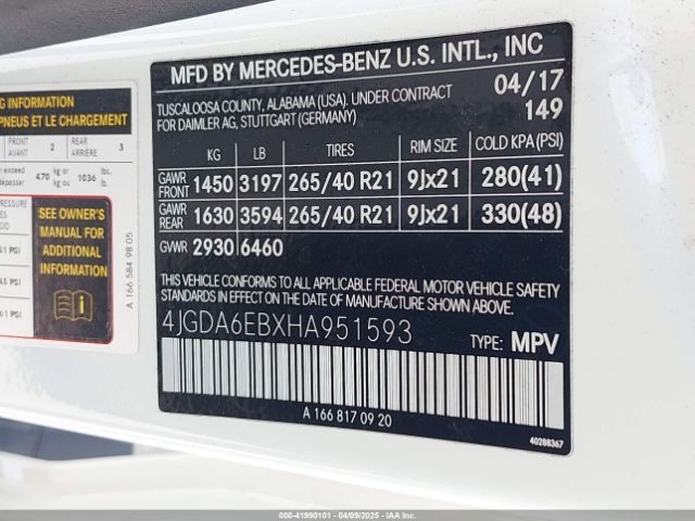 2017 MERCEDES-BENZ AMG GLE 43 4JGDA6EBXHA951593 Photo 8