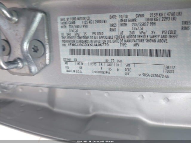 1FMCU9GDXKUA06779 Ford 1.5l gtdi sigma w/premium fuel