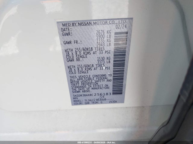 5N1DR3BAXRC256183 Nissan Pathfinder Sv Fwd