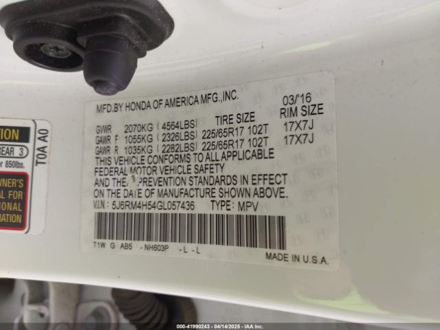 5J6RM4H54GL057436 Honda CR-V EX