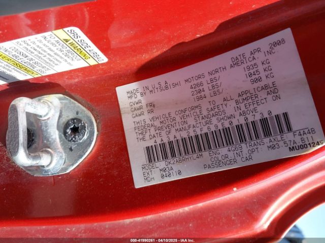 2009 MITSUBISHI ECLIPSE SPYDER 4A3AL25F69E010730 Photo 8