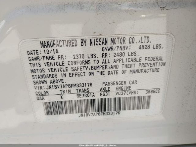 JN1BV7AP8FM333176 Infiniti Q50 Premium