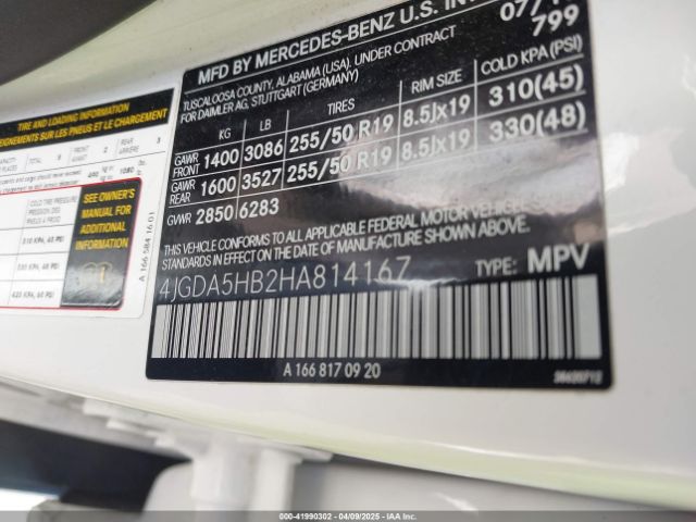 4JGDA5HB2HA814167 Mercedes-Benz Gle 350 4matic