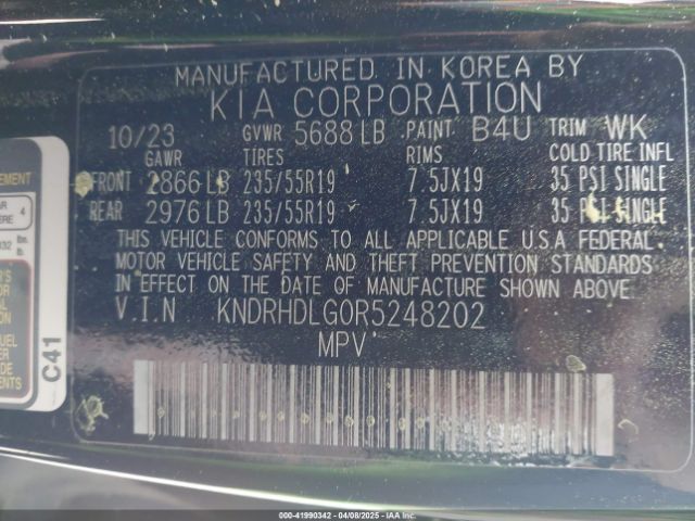KNDRHDLG0R5248202 KIA Sorento Hybrid Ex