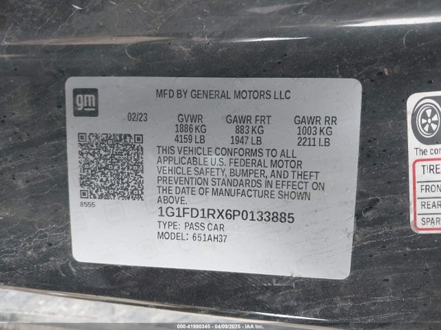 Chevrolet Camaro Rwd  2lt 2023 1G1FD1RX6P0133885 Image 9
