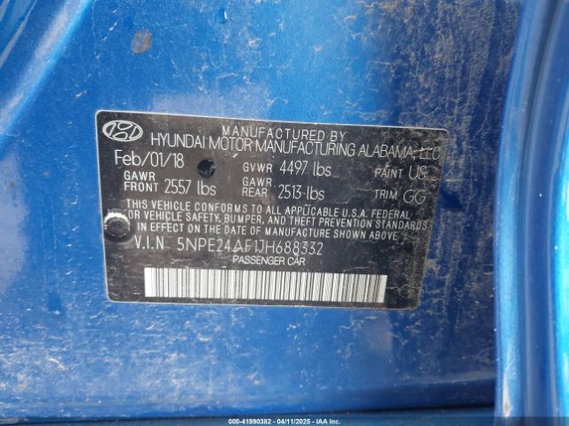 5NPE24AF1JH688332 Hyundai SONATA SE