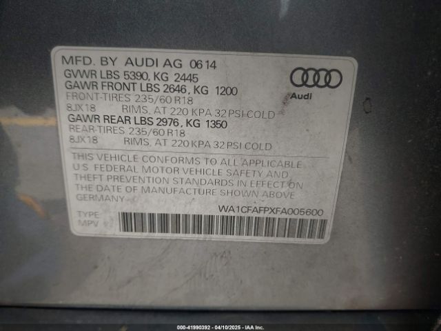 WA1CFAFPXFA005600 Audi Q5 2.0t Premium