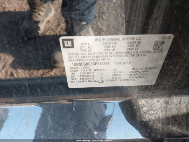 1GNSCGKC3GR316344 Chevrolet Suburban Ls