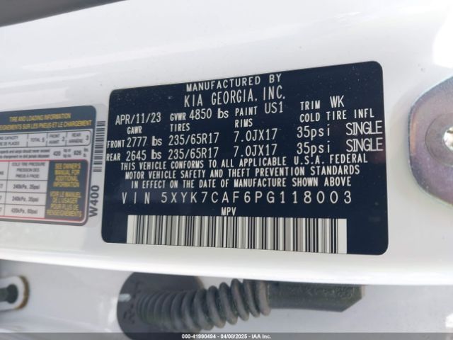 5XYK7CAF6PG118003 KIA Sportage X-pro